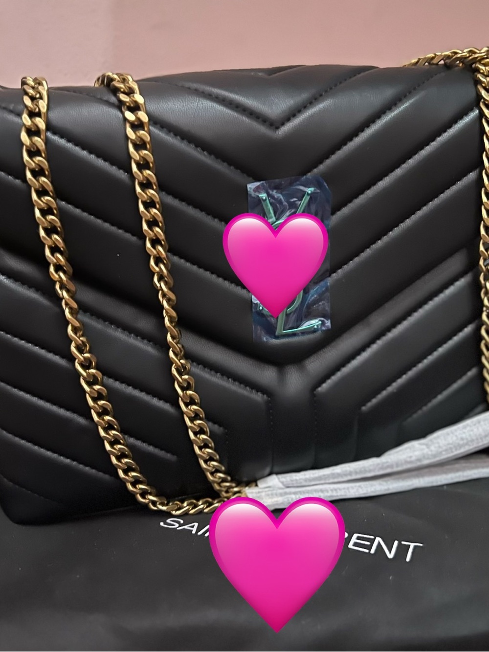 Black Quilted Chain Shoulder Bag - Gold Hardware